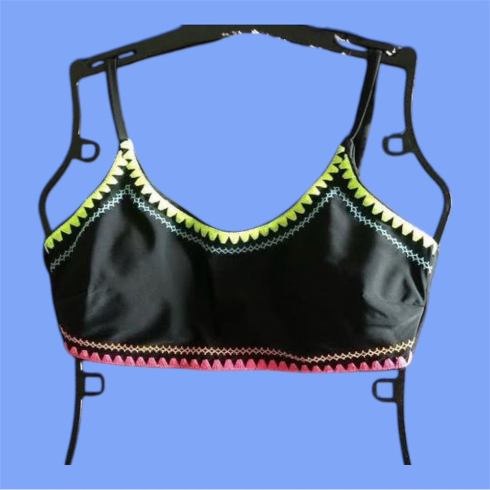 Women's C-D Cup Bikini Bathing Suit Top Black Fluorescent